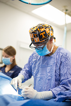 Emily King a former UTCVM class of 1996 graduate is performing surgery.