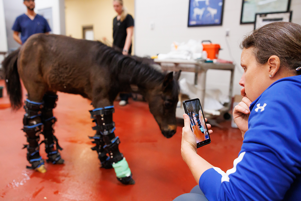 Dr Tena Ursini face times Baby Seven as he walks around with his new braces.