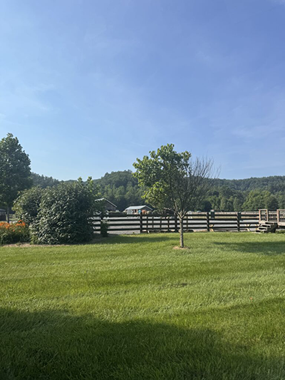 At Blackberry Farm with Smoky Mountains as the backdrop.
