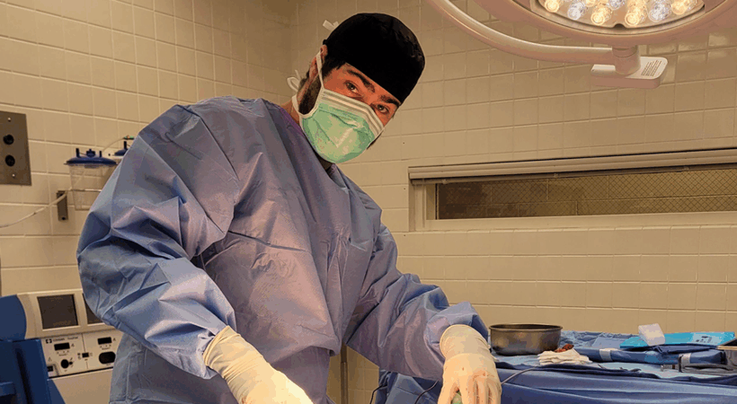 Conner Boley, Class of 2026 performing surgery.