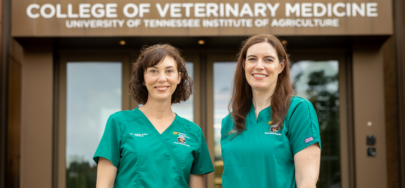 Veterinary Obesity Center support team poses outside UTCVM building.